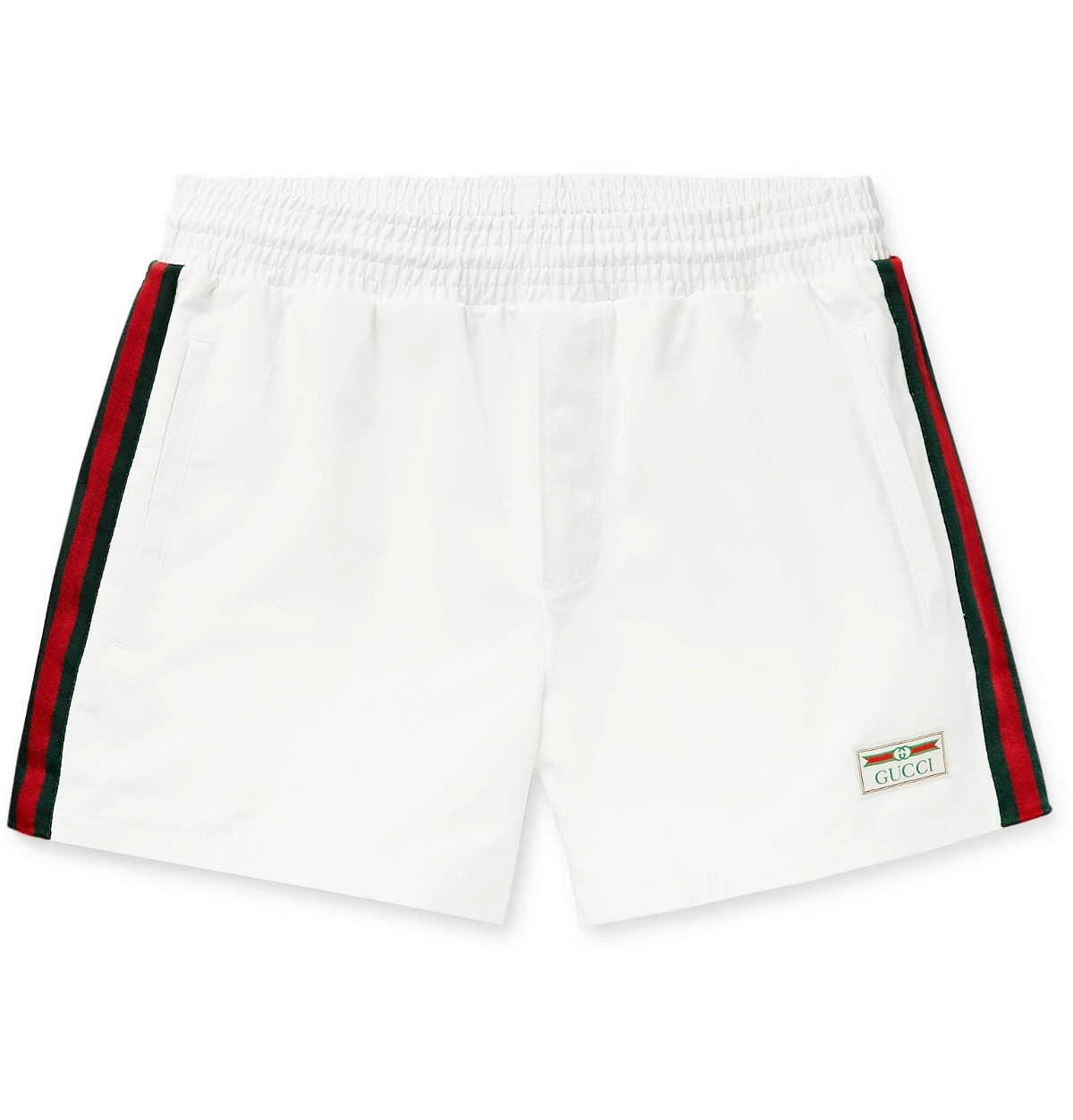 Gucci Mid-Length Webbing-Trimmed Swim Shorts - White Gucci