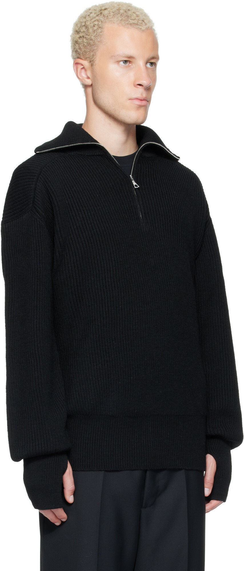 Rier Black Halfzip Utility Sweater