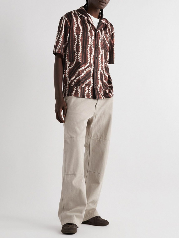 Photo: Nicholas Daley - Aloha Convertible-Collar Printed Twill Shirt - Brown