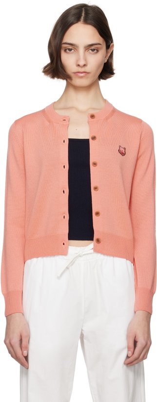 Photo: Maison Kitsuné Pink Bold Fox Head Patch Regular Cardigan