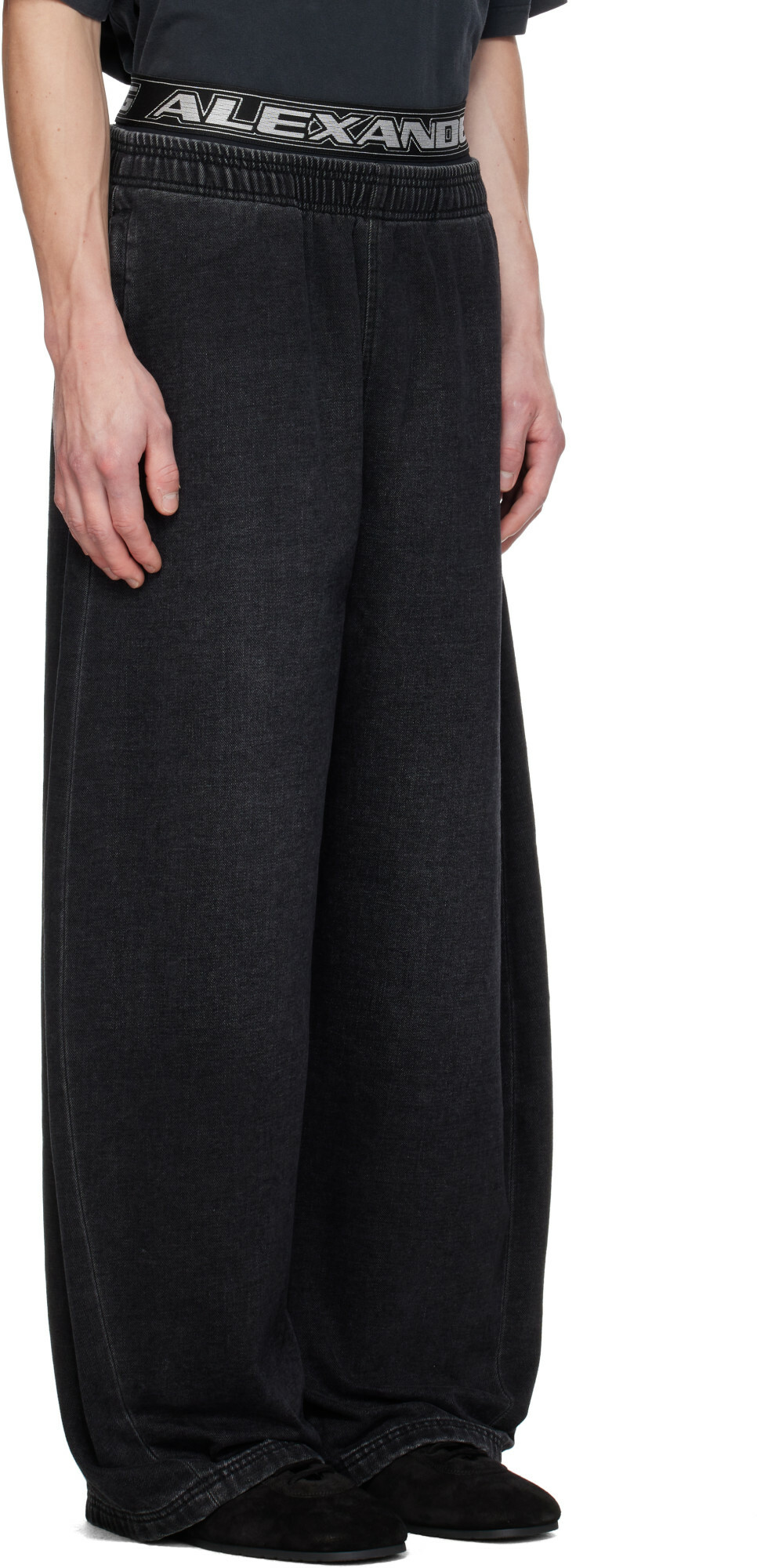 Alexander Wang Black Pre-Styled Brushed Denim Sweatpants