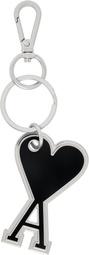 AMI Paris Silver & Black Ami de Coeur Keychain