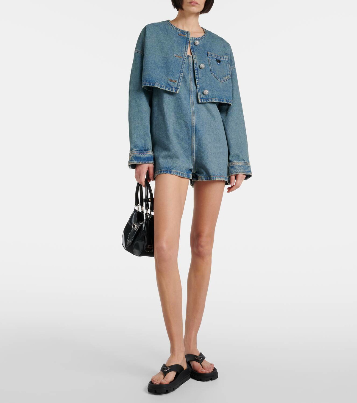 Prada Soft Cage vinyl thong sandals