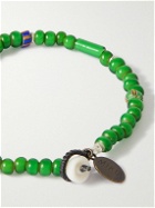 Mikia - Silver, Multi-Stone and Cord Beaded Bracelet - Green
