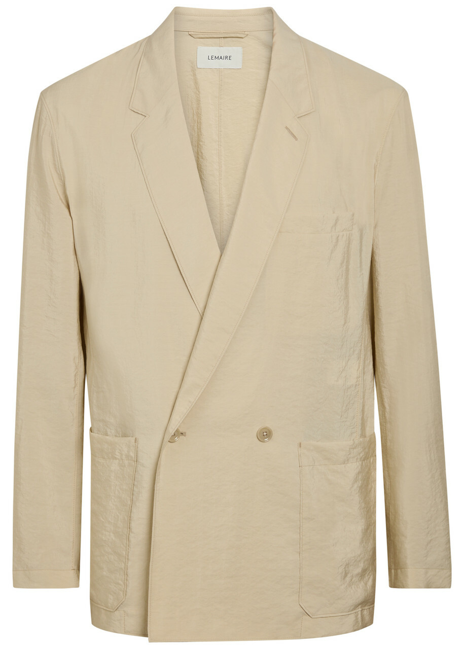 Lemaire Double-breasted Silk-blend Jacket Off White