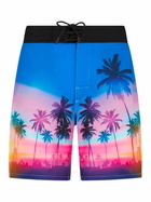 MC2 Saint Barth Man Comfort And Stretch Surf Shorts With Palm Print