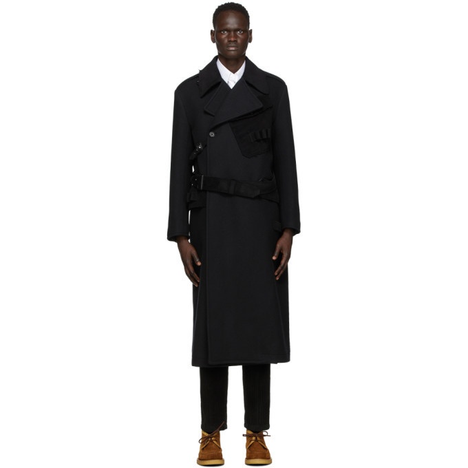 Photo: Dolce and Gabbana Black Wool Double-Breasted Trench Coat