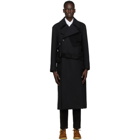 Dolce and Gabbana Black Wool Double-Breasted Trench Coat