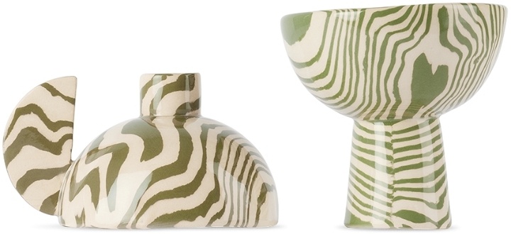 Photo: Henry Holland Studio Green & White Duo Candle Holders