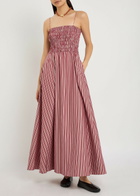 Faithfull The Brand Anniken Striped Cotton Maxi Dress Red