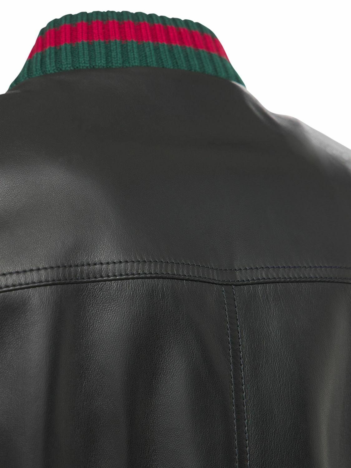 GUCCI - Leather Jacket W/ Web Detail Gucci