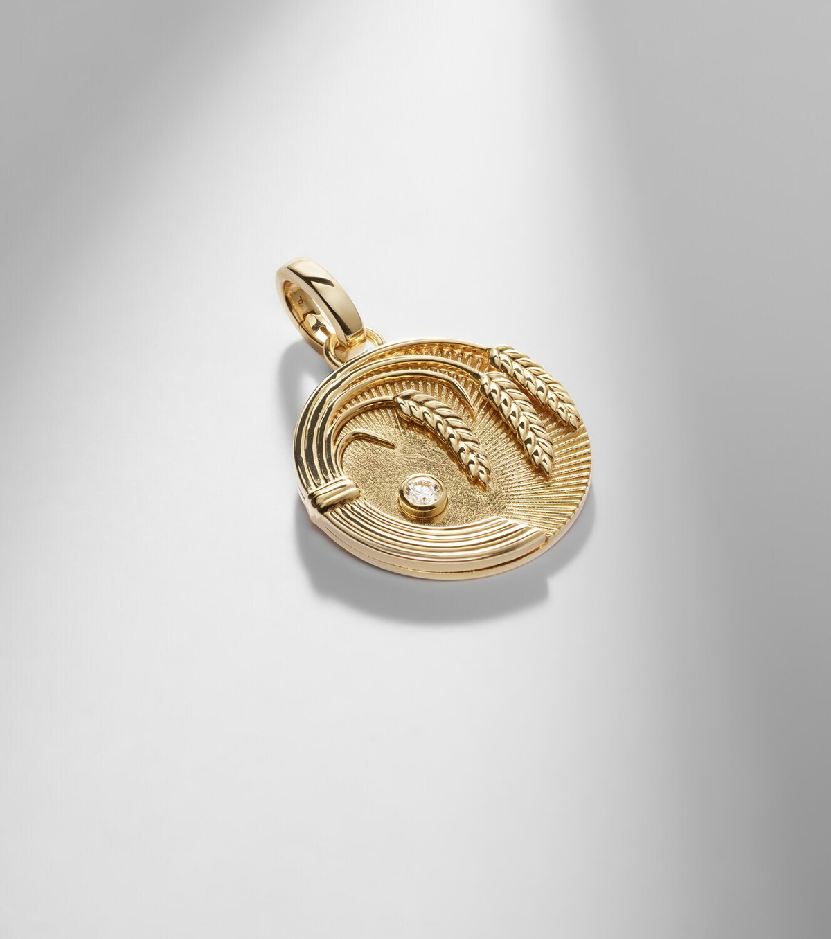 FoundRae Infinite Gratitude Braided Wheat Medium 18kt gold pendant with diamond