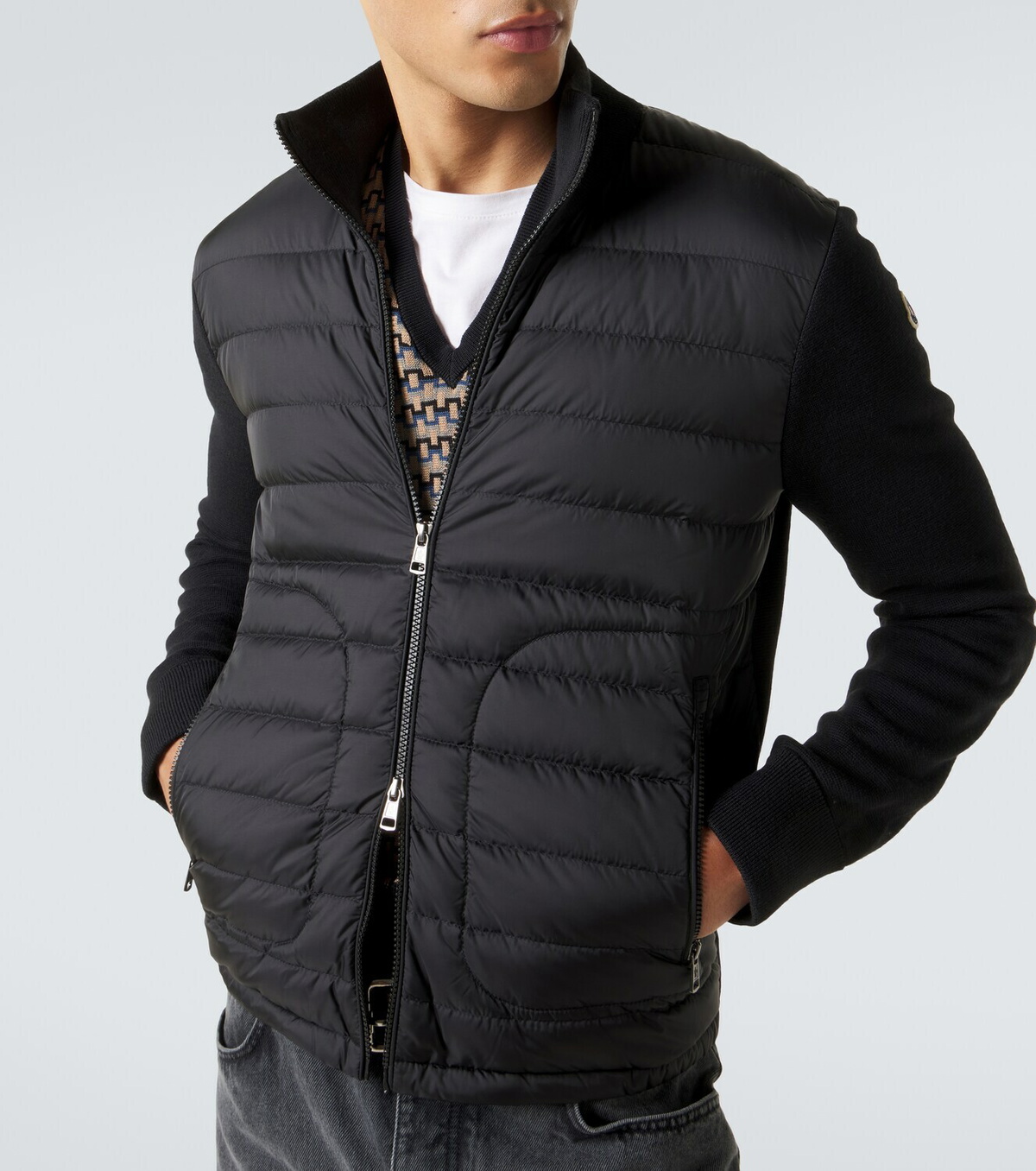 Moncler Tricot down-paneled wool-blend cardigan Moncler