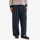 DUNST Women's Unisex Leather Logo Wide Sweat Pants in French Navy