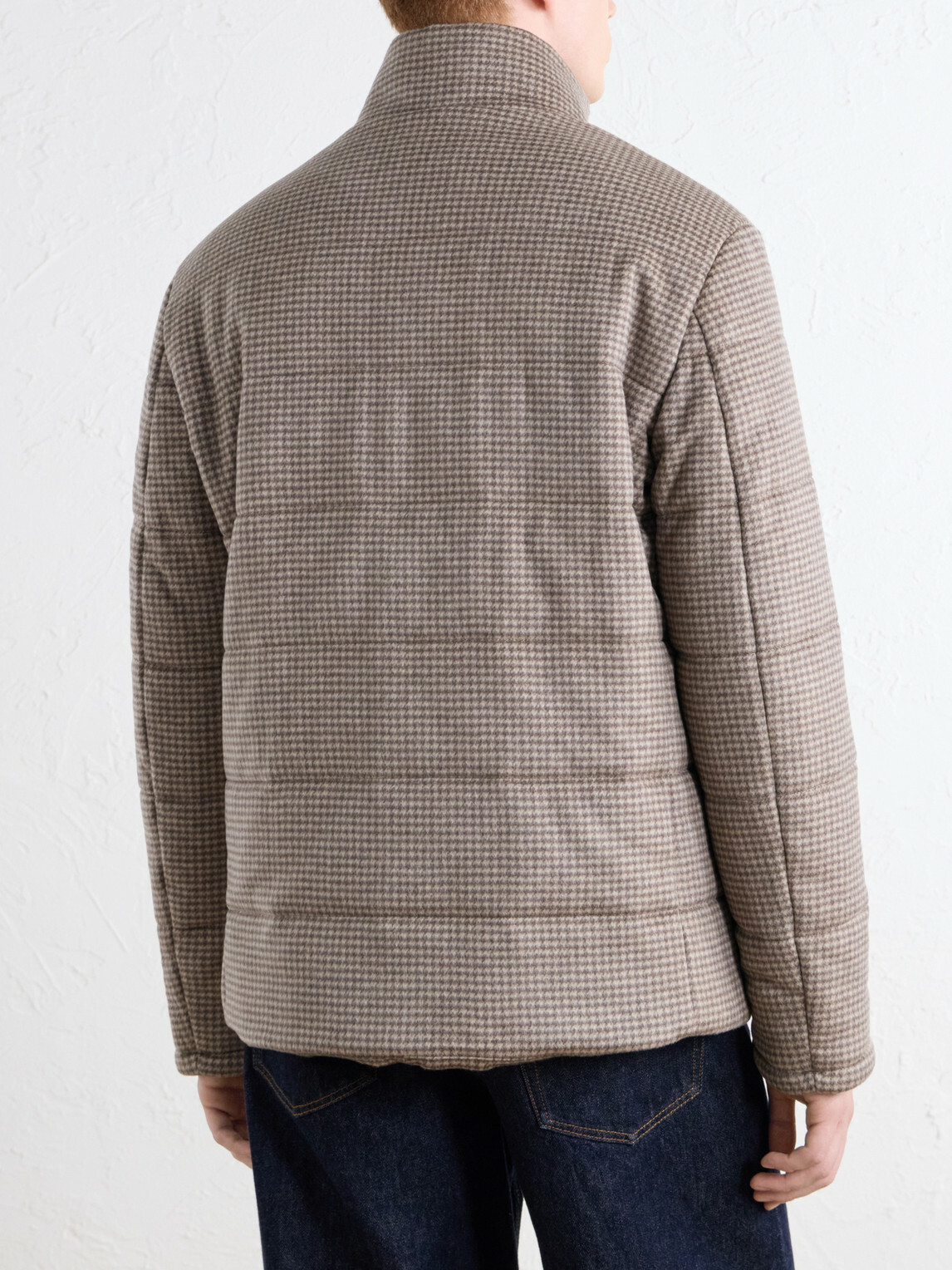 N.PEAL - Quilted Houndstooth Cashmere Jacket - Brown