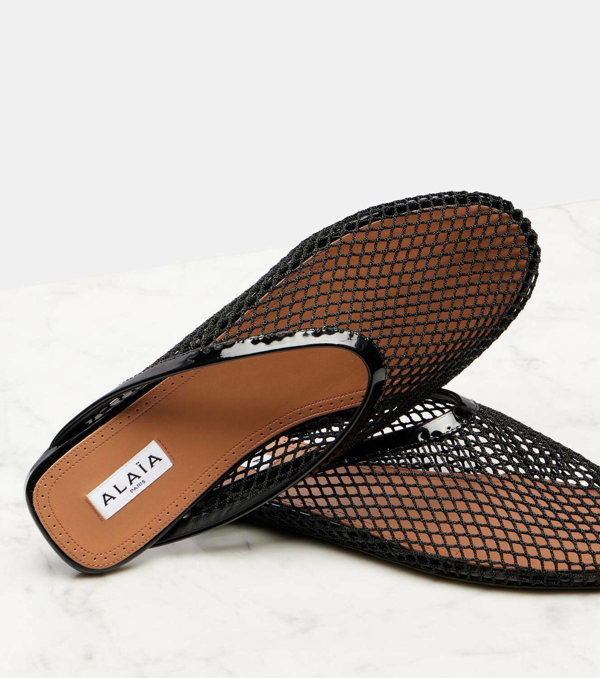 パンプス Alaia  rounded toe ALAÏA White Netted Ballet Flats | ALAÏA AZ