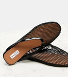 Alaïa Patent leather-trimmed fishnet mules