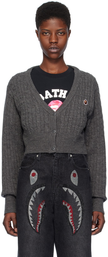 Photo: BAPE Grey Cropped Cardigan
