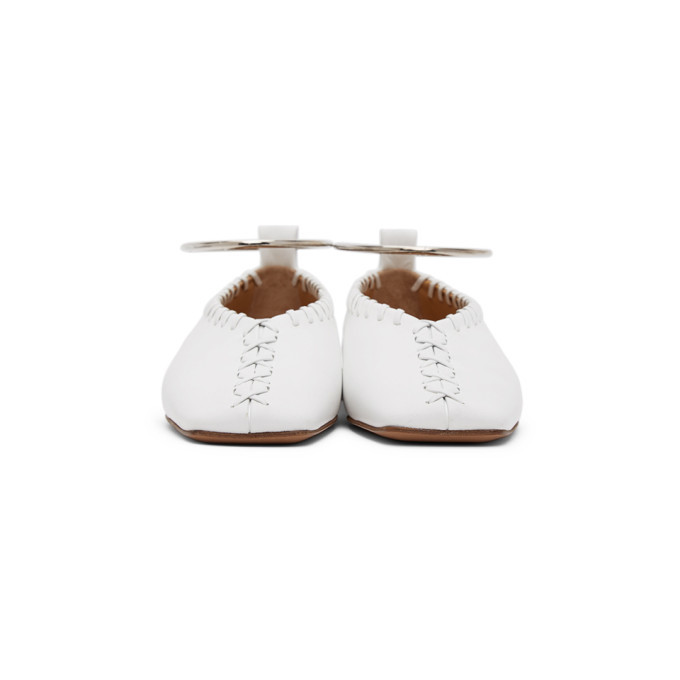 Jil Sander White Whipstitch Anklet Ballerina Flats Jil Sander