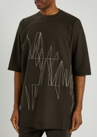 Rick Owens X Moncler Jumbo Embroidered Cotton T-shirt Brown
