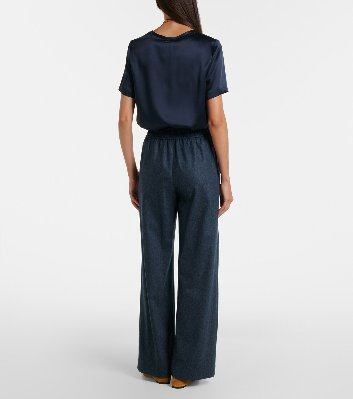 Eleventy Wool and cashmere wide-leg pants