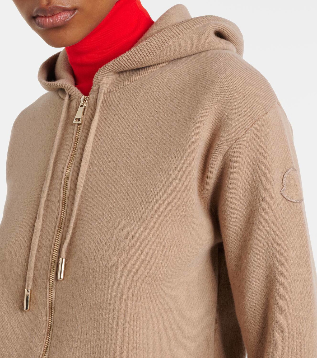 Moncler Zip-up wool and cashmere hoodie