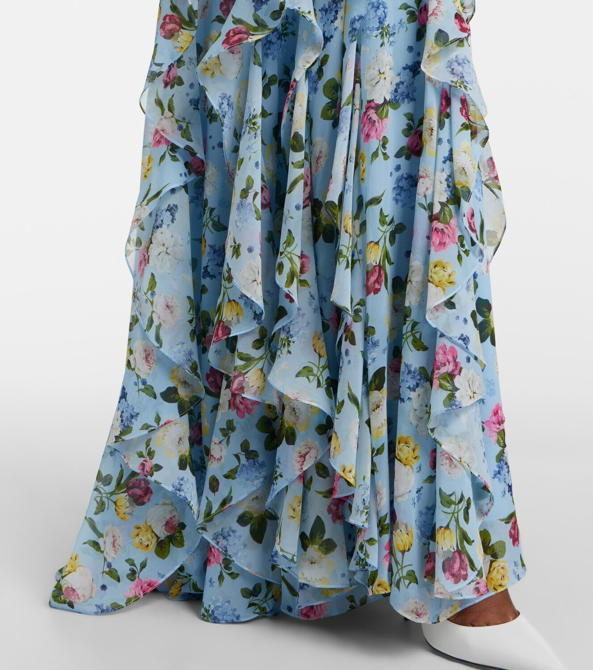 Carolina Herrera Floral ruffled silk gown