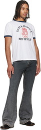 COÛT DE LA LIBERTÉ White Weston SM 'Red Devils' Crew Ringer T-shirt