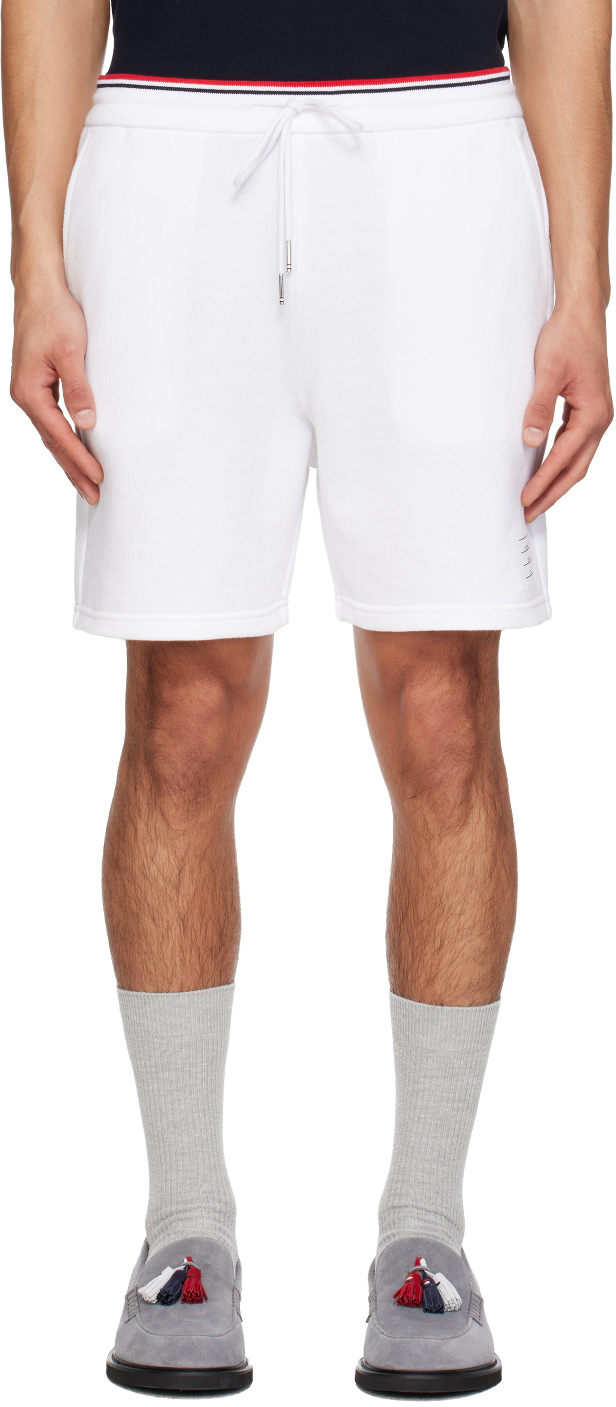 Thom Browne White Pique Loopback Sweat Shorts
