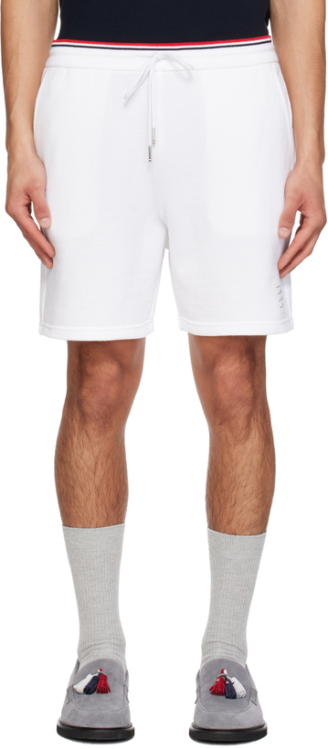 Photo: Thom Browne White Pique Loopback Sweat Shorts