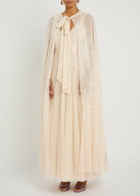 Needle & Thread Dappled Hooded Tulle Cape Cream