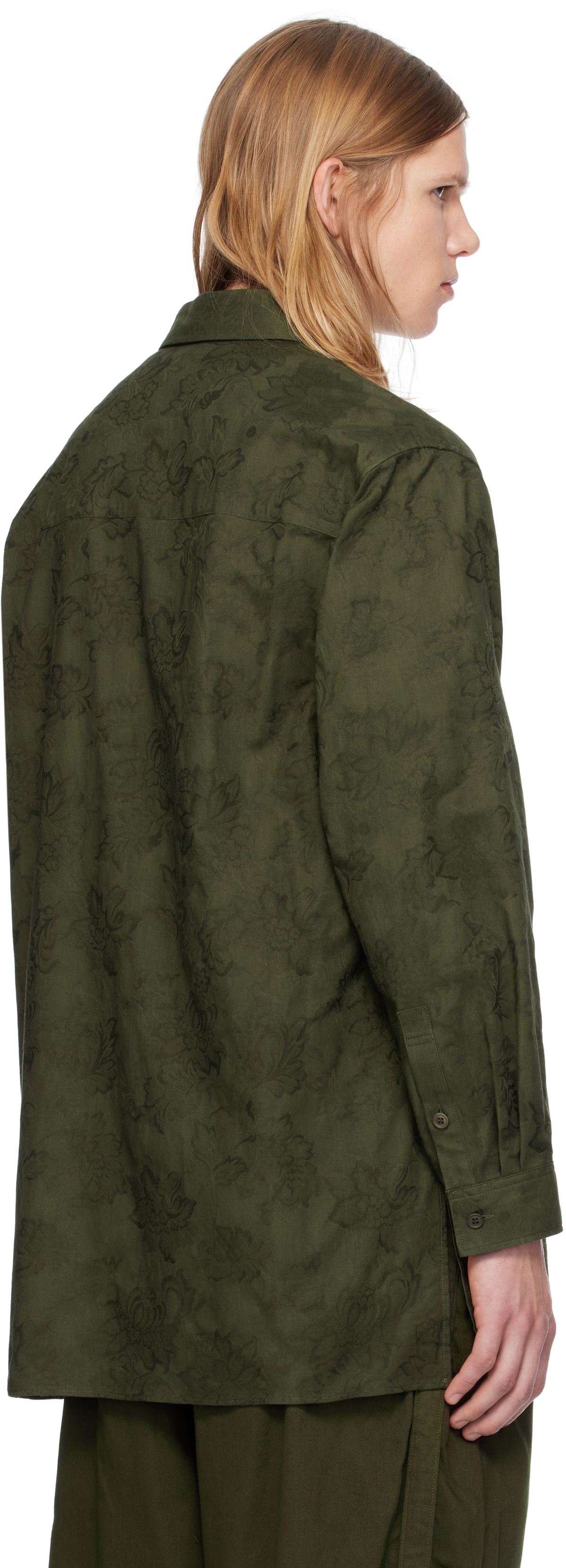 Y's For Men Khaki Flower Jacquard Shirt