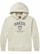 SAINT Mxxxxxx - Distressed Printed Cotton-Jersey Hoodie - Neutrals