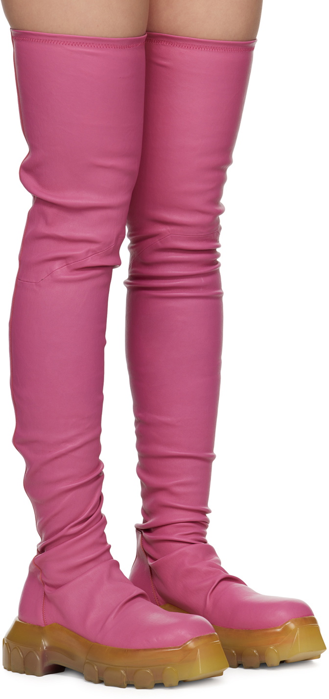 Rick Owens Pink Bozo Stocking Tractor Boots