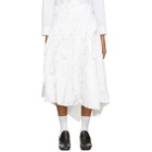 Tricot Comme des Garcons White Wool Frayed Edge Pleat Skirt