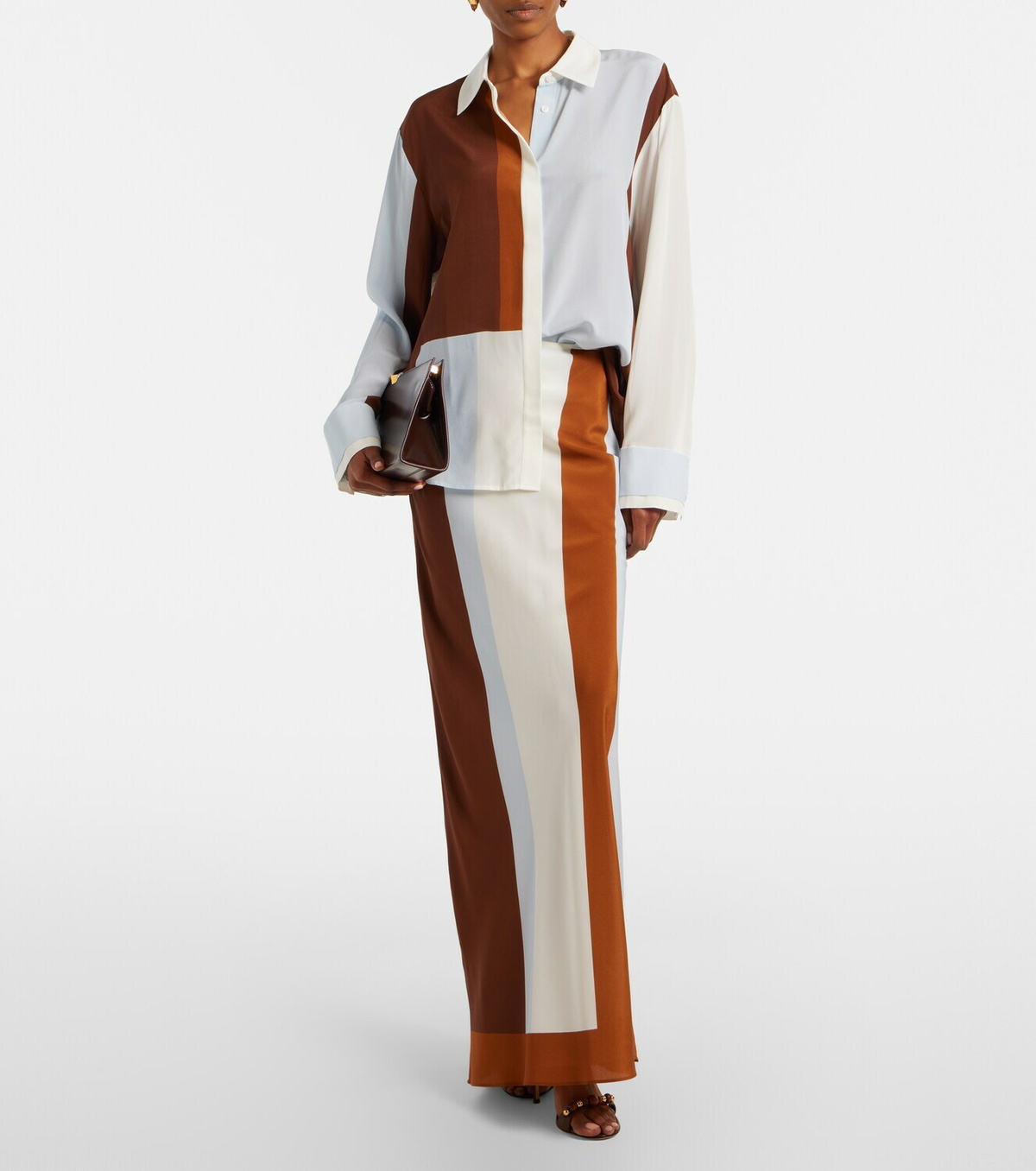 SIR Striped silk maxi skirt