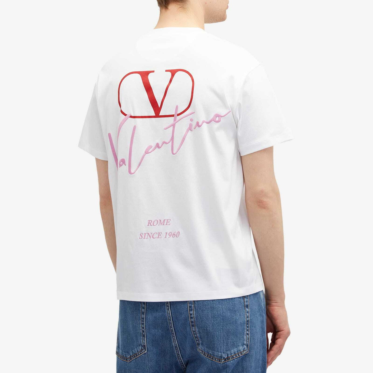 Valentino Men's Logo T-Shirt in Bianco Valentino