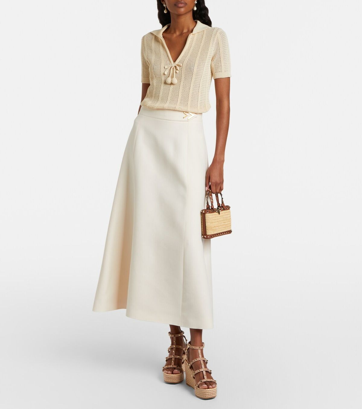 Valentino Garavani Rockstud leather wedge sandals