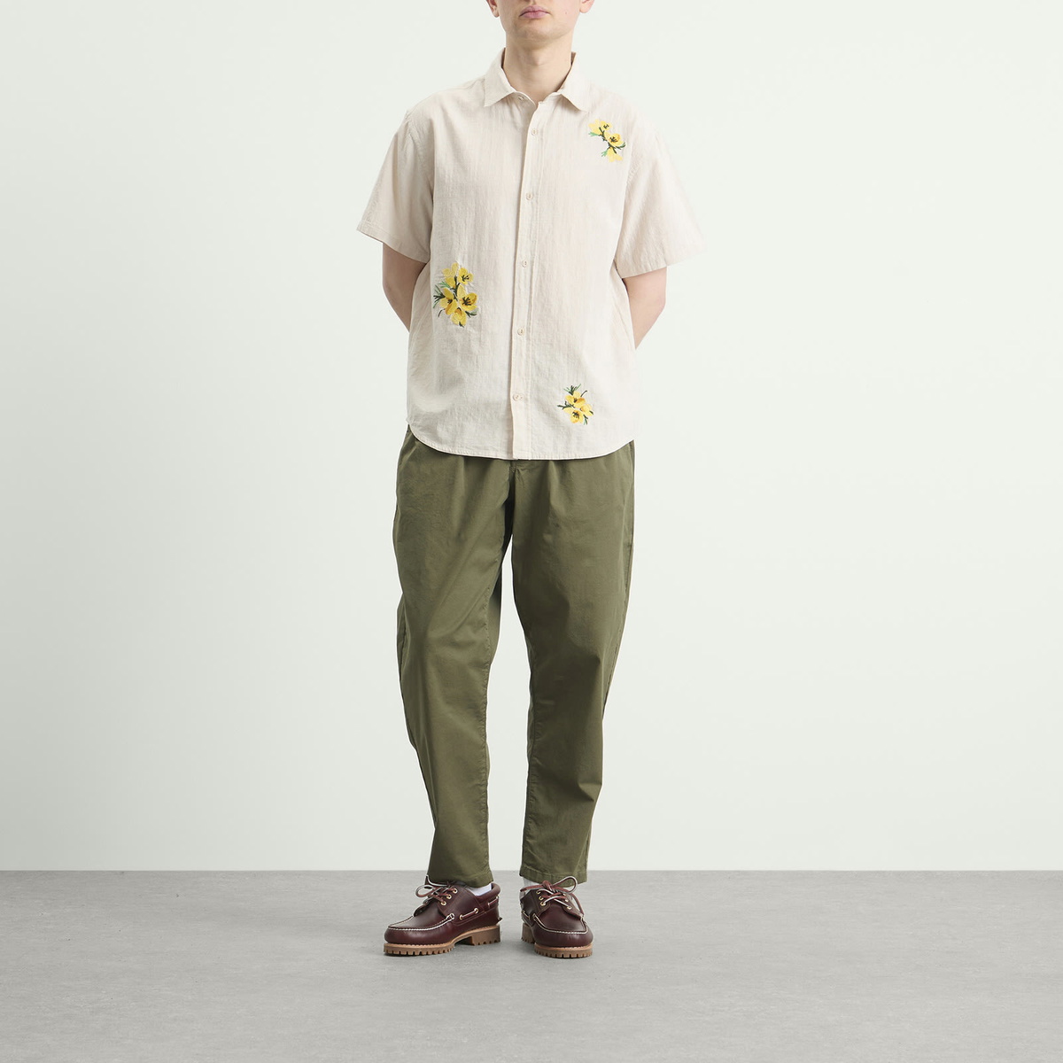 Kestin Men's Floral Slub Ferness Shirt in Oatmeal