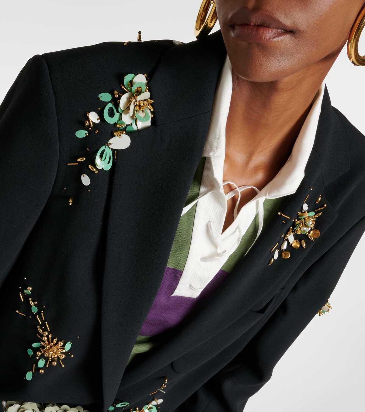 【関税&送料込】Dries Van Noten Embroidered Viscose Blend Ro Dries Van Noten Embroidered crêpe coat Dries Van Noten