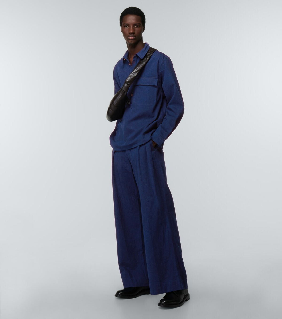 King & Tuckfield Pleated wide-leg denim pants