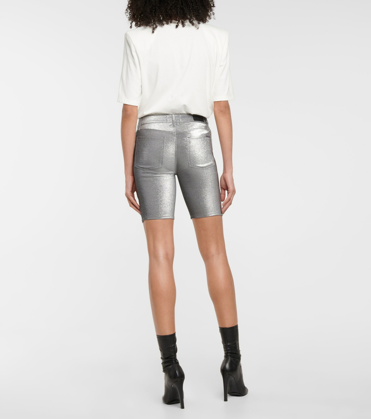 Rta - Toure metallic stretch-denim shorts