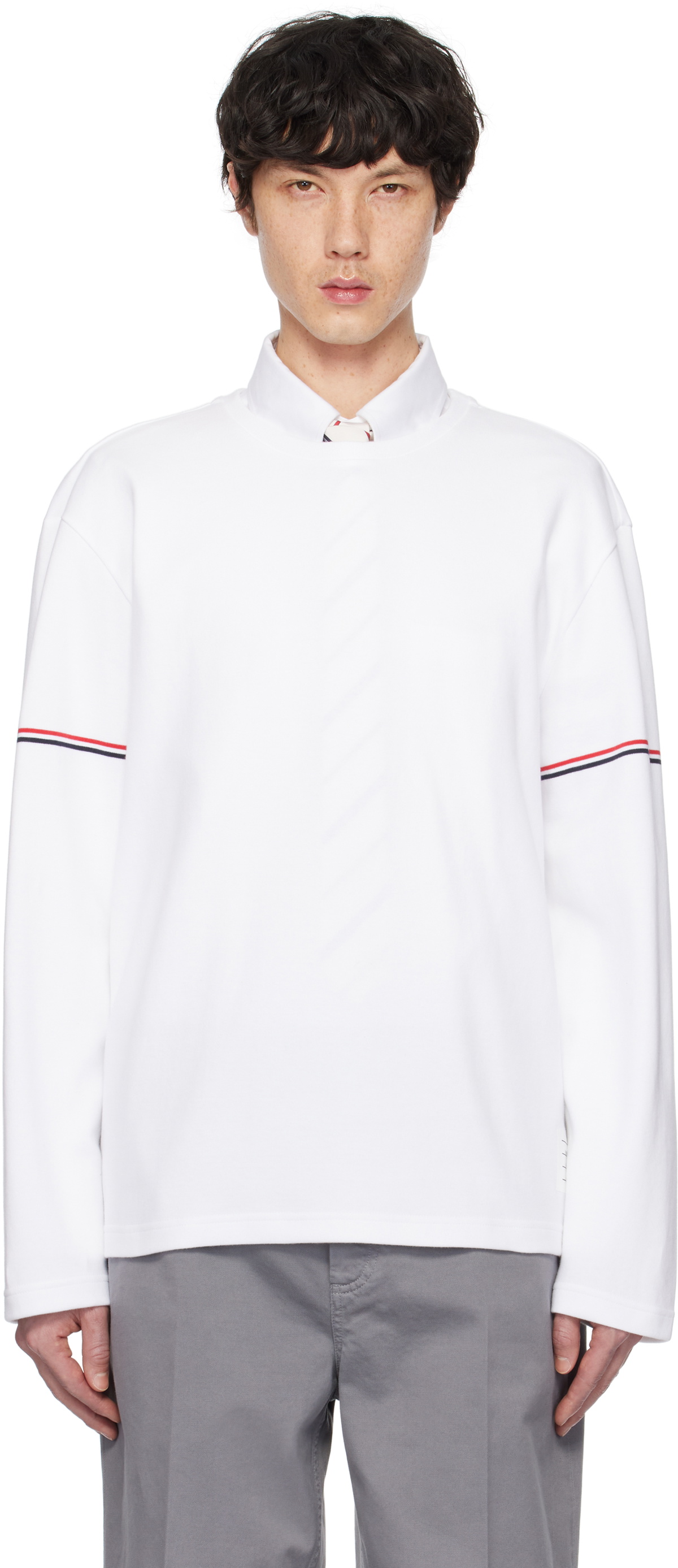 Thom Browne White Cotton Rugby Long Sleeve T-shirt Thom Browne