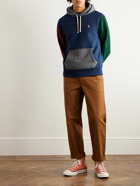 Polo Ralph Lauren - Logo-Embroidered Colour-Block Cotton-Blend Jersey Hoodie - Blue