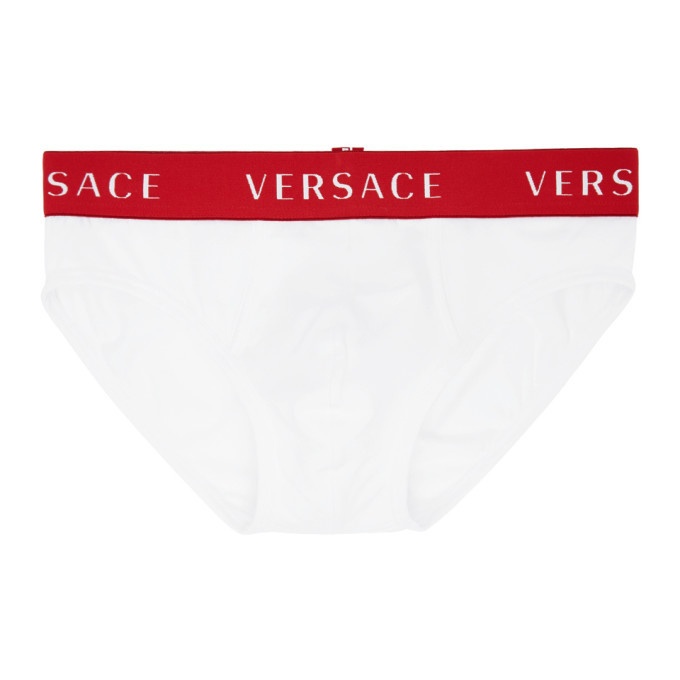 Photo: Versace Underwear White and Red Logo Briefs