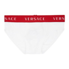 Versace Underwear White and Red Logo Briefs
