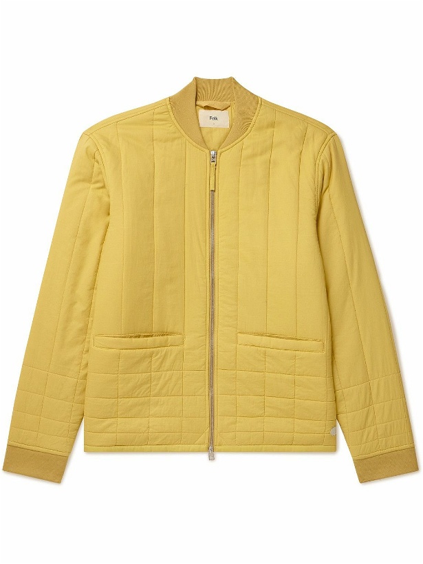 Photo: Folk - Cave Quilted Cotton Bomber Jacket - Yellow