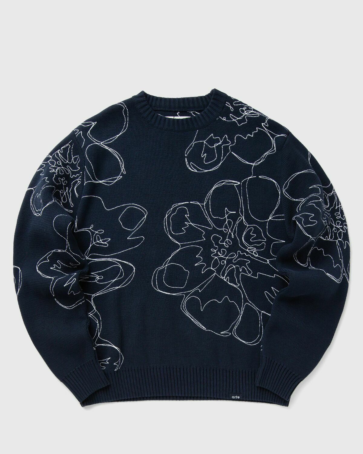 Arte Antwerp Flower Stitch Allover Knit Blue Pullovers Arte Antwerp