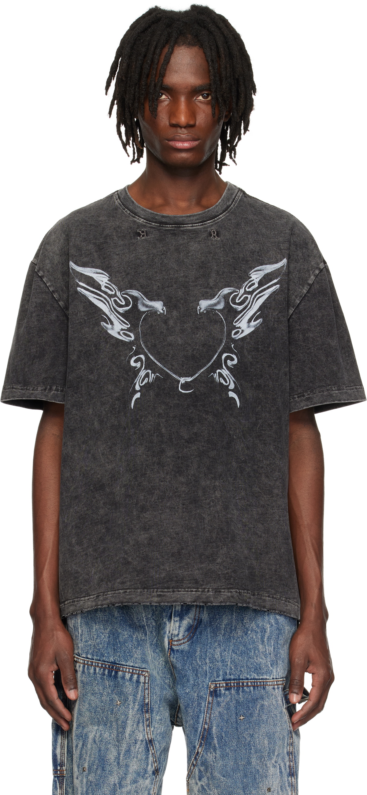 KUSIKOHC Black Origami Print Mask T-shirt KUSIKOHC
