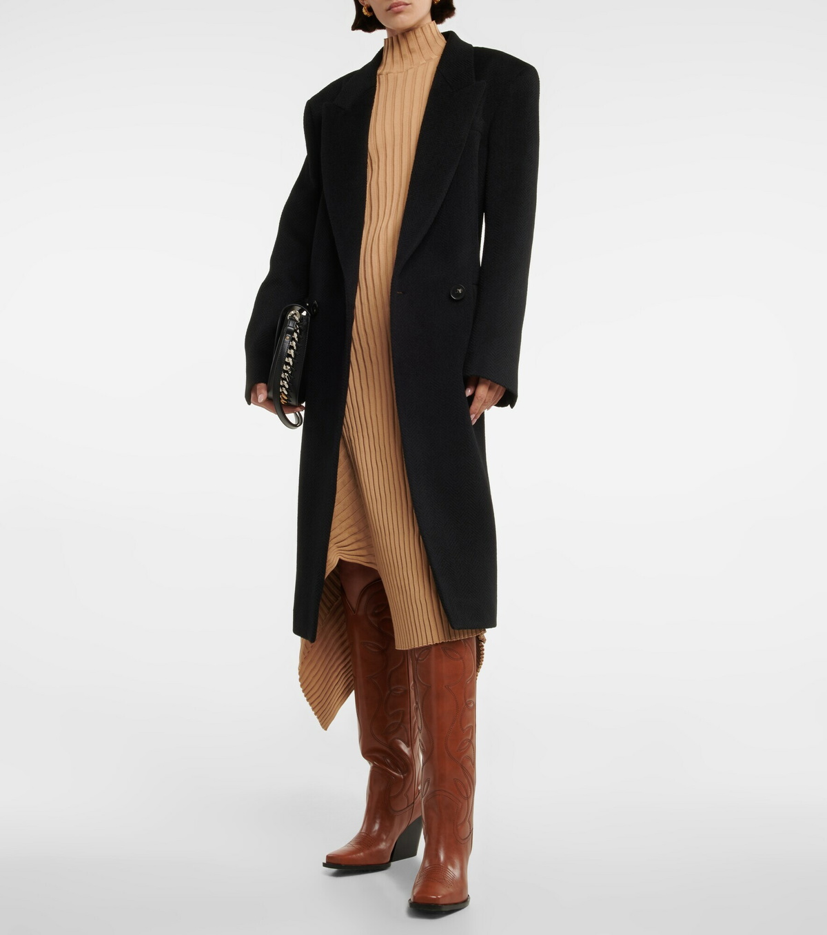 ブーツその他 STELLA MCCARTNEY FAUX LEATHER COWBOY BOOT $1251 Stella McCartney Women's Black Faux Leather Cowboy